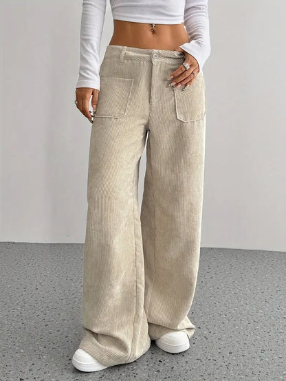 Selma | Wijde corduroy broek met hoge taille voor dames