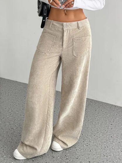 Selma | Wijde corduroy broek met hoge taille voor dames