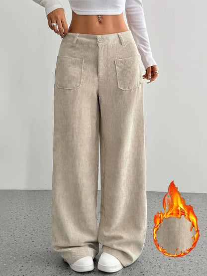 Selma | Wijde corduroy broek met hoge taille voor dames