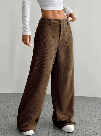 Selma | Wijde corduroy broek met hoge taille voor dames