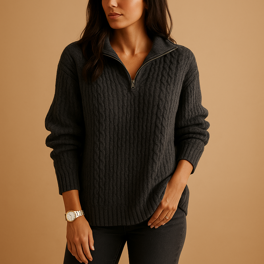 Stijlvolle damestrui met halve rits – comfortabel en chic design