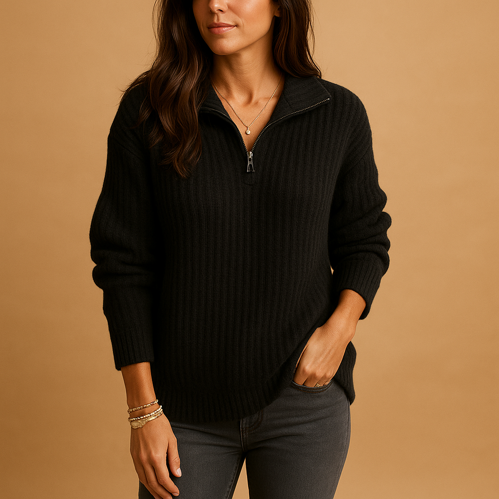 Chique damestrui met subtiele halve rits voor casual en nette looks