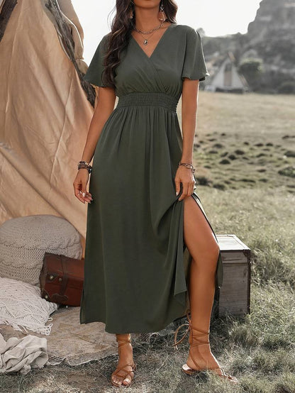 Martha | Elegante Zomerjurk met V-Hals en Elastische Taille