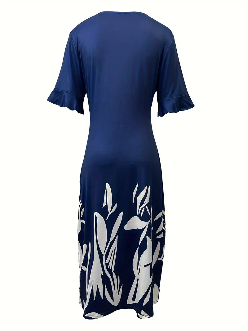 Hollis | Elegante jurk met korte mouwen en bloemenprint