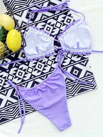 Mira | Trendy Geplooide Bikini met Verstelbare Bandjes