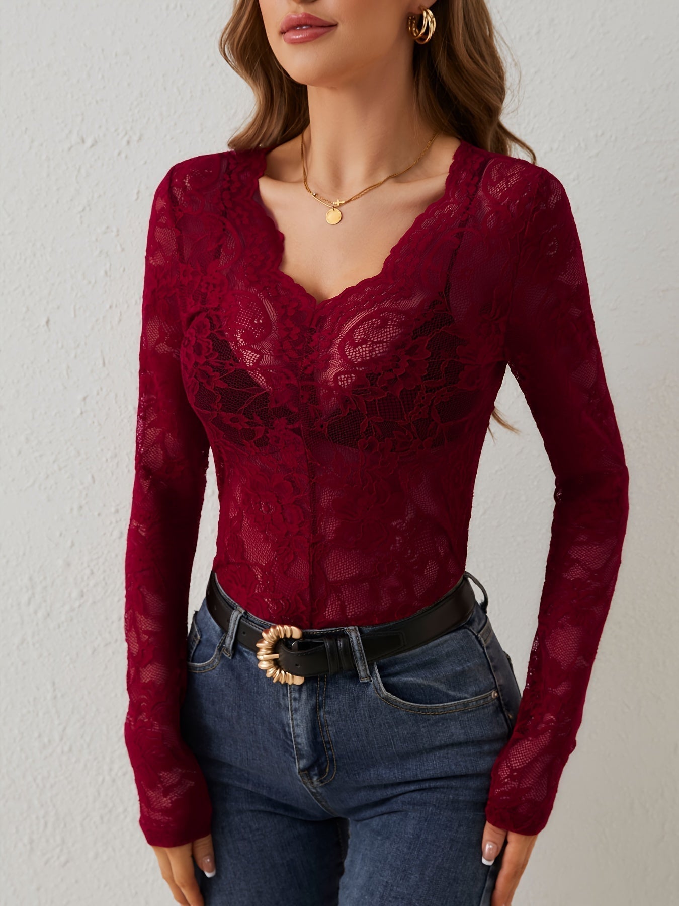 Liora | Elegante Herbst Spitze Bluse für Frauen