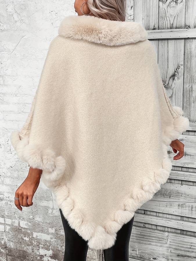 Nereida - Comfortabele Winter Poncho met Imitatiebont Voor Vrouwen