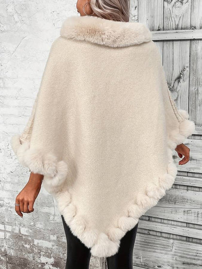 Nereida - Comfortabele Winter Poncho met Imitatiebont Voor Vrouwen