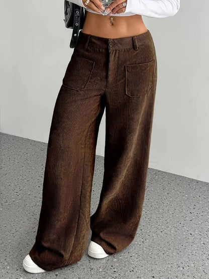 Selma | Wijde corduroy broek met hoge taille voor dames