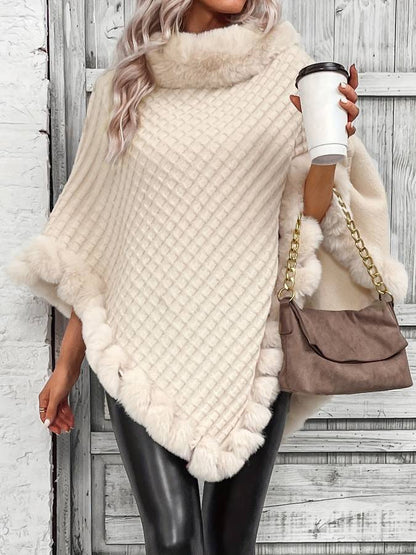 Nereida - Comfortabele Winter Poncho met Imitatiebont Voor Vrouwen