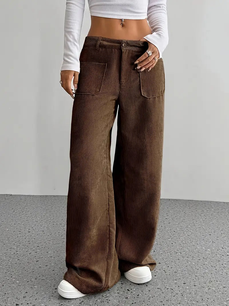 Selma | Wijde corduroy broek met hoge taille voor dames