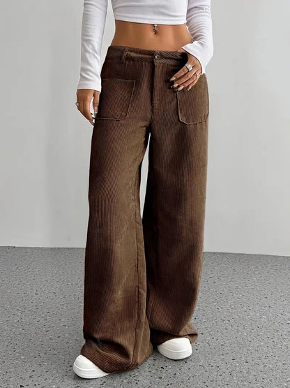 Selma | Wijde corduroy broek met hoge taille voor dames
