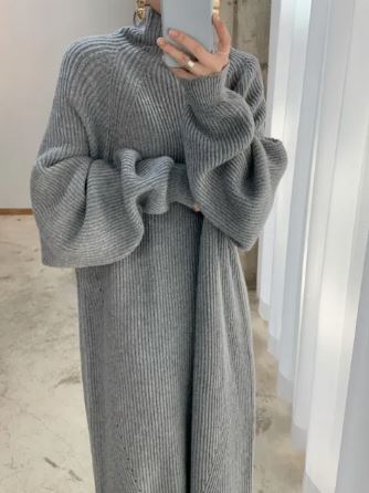 Yvaine | Gebreide Maxi Jurk met Lange Mouwen