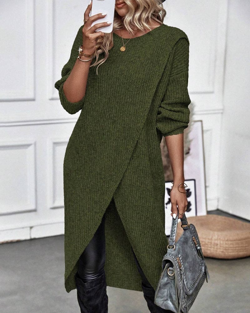 Masego trui jurk – moeiteloze stijl en warmte in één. Gemaakt van een zachte mix van acryl, spandex en polyester voor ultiem comfort. Het klassieke silhouet met een trendy onregelmatige zoom zorgt voor een flatterende pasvorm. Perfect voor casual en chique looks, combineer met sneakers of hakken. Verkrijgbaar in grijs, groen en zwart (maten XS-3XL). Must-have voor de koudere maanden. Bestel nu en ervaar de perfecte mix van stijl en comfort!