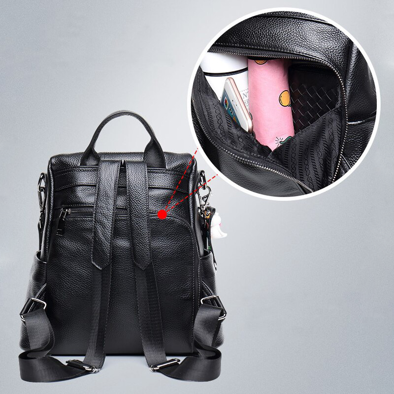 Aseni | Lederner Anti-Diebstahl Rucksack