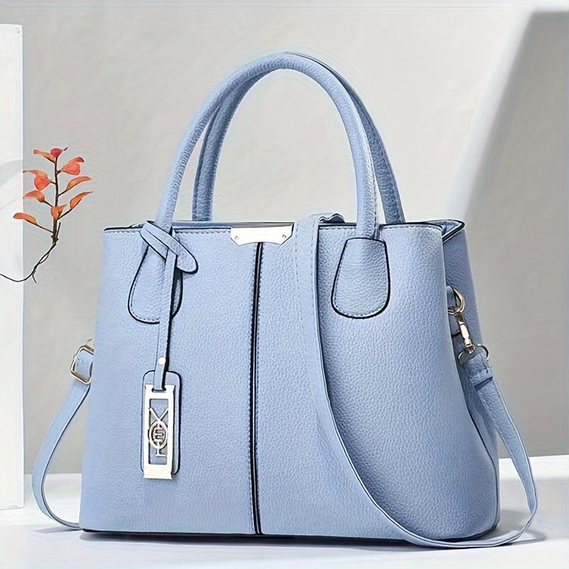chique PU leren handtas / schoudertas met luxe afwerking in stijlvolle pastel kleuren