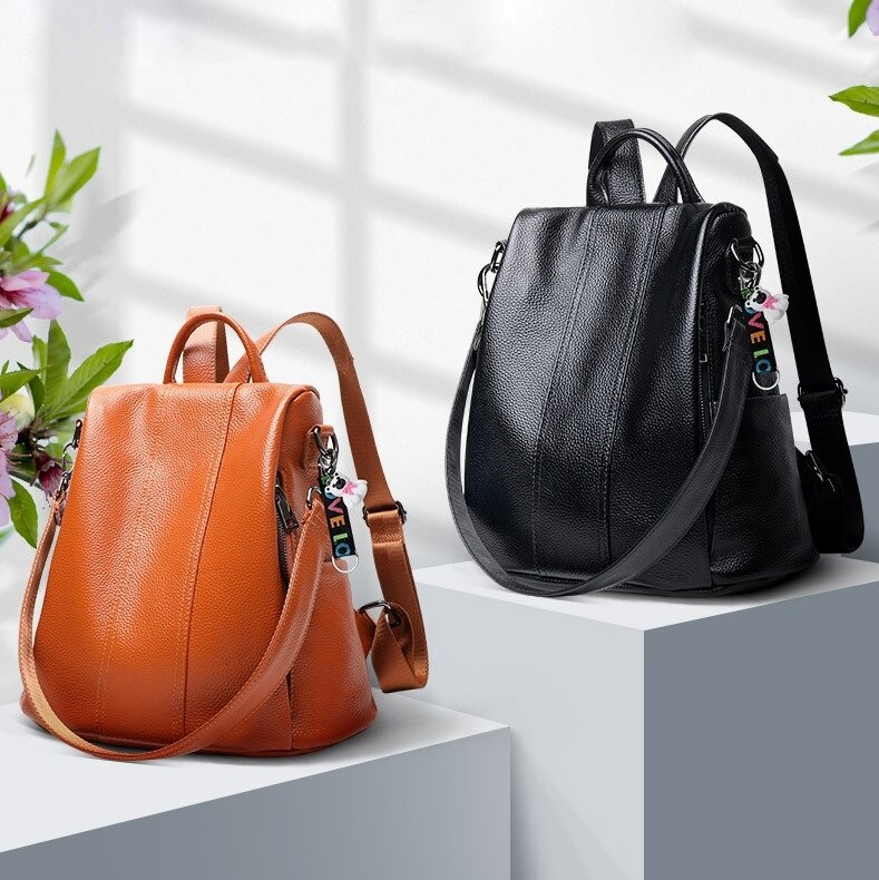 Aseni | Lederner Anti-Diebstahl Rucksack